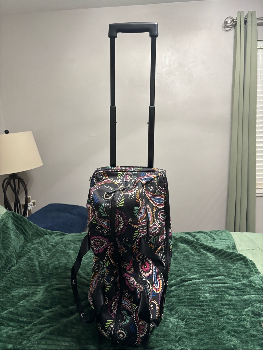 Vera Bradley Black Paisley Floral Travel Duffel with Pink & Teal Accents - Picture 6 of 6